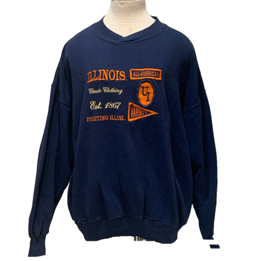 Illinois Fighting Illini sz XL vintage crewneck embroidered sweatshirt